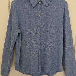 Orvis Womens Small Chambray Denim Shirt Long Sleeve Buttons Classic Western